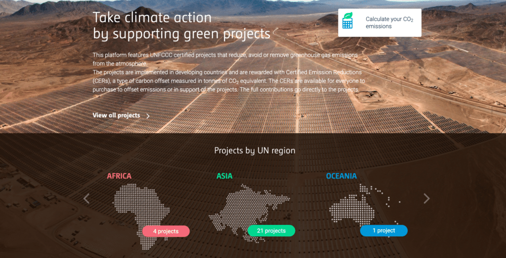 united nations carbon offset platform screenshot